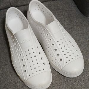 Native Women's White Perforated Slip-On Sneakers